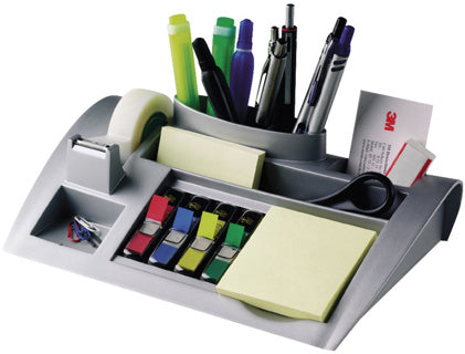 POST-IT® Tisch-Organizer C50 inkl. Haftnotizen. Index-Haftstreifen und Klebeband silber