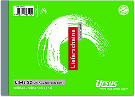 URSUS Lieferscheinbuch LI643SD A6 quer 3 x 40 Blatt