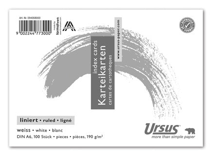 URSUS Karteikarte A6 quer 100 Blatt liniert weiß