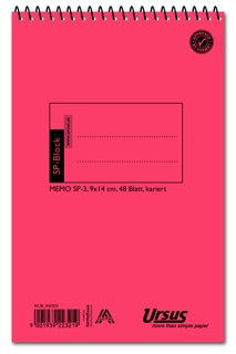 URSUS Spiralblock SP3 9 x 14 cm 48 Blatt kariert