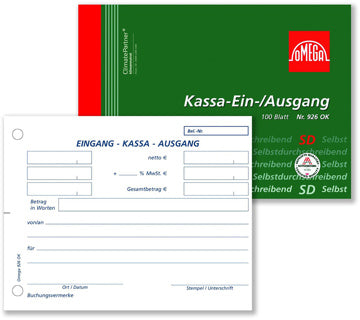 OMEGA Kassa-Ein-Ausgang 926OK A6 quer 100 Blatt weiß