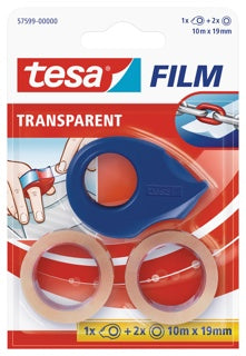 TESA Abroller 57599 Mini mit 2 Rollen Klebeband 19 mm x 10 m