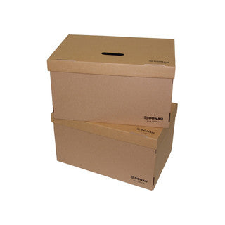 DONAU Archivbox 766001 mit Deckel Recyclingkarton 52.5 x 30.5 x 34.5 cm braun