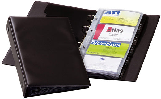 DURABLE Visitenkartenringbuch 2441 VISIFIX® inkl. Register A-Z 4-Ring-Mechanik 96 Karten schwarz
