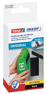 TESA Klettband 20 mm x 1 m schwarz