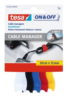 TESA Kabelbinder 55236 5 Stück 12 mm x 20 cm mehrere Farben