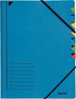 LEITZ Ordnungsmappe 3907 A4 7 Fächer mit Gummizug blau