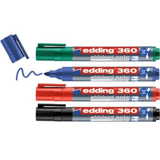 EDDING Whiteboardmarker 360 mit Rundspitze 4 Stück im Etui 1.5-3 mm farbig sortiert