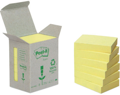 POST-IT® Haftnotizen 654-1B Recycling Notes 6 Blöcke à 100 Blatt 76 x 76 mm gelb