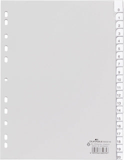 DURABLE Register 6443 A4 20-teilig 1-20 PP 12 µm grau