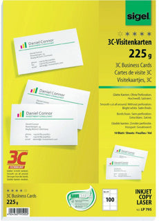 SIGEL Visitenkarten LP795 100 Stück A4 85 x 55 mm weiß