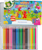 JOLLY Buntstifte bedruckt - Supersticks DELTA Happy Birthday 24er im Metalletui, mit eigenem Namen personalisiert