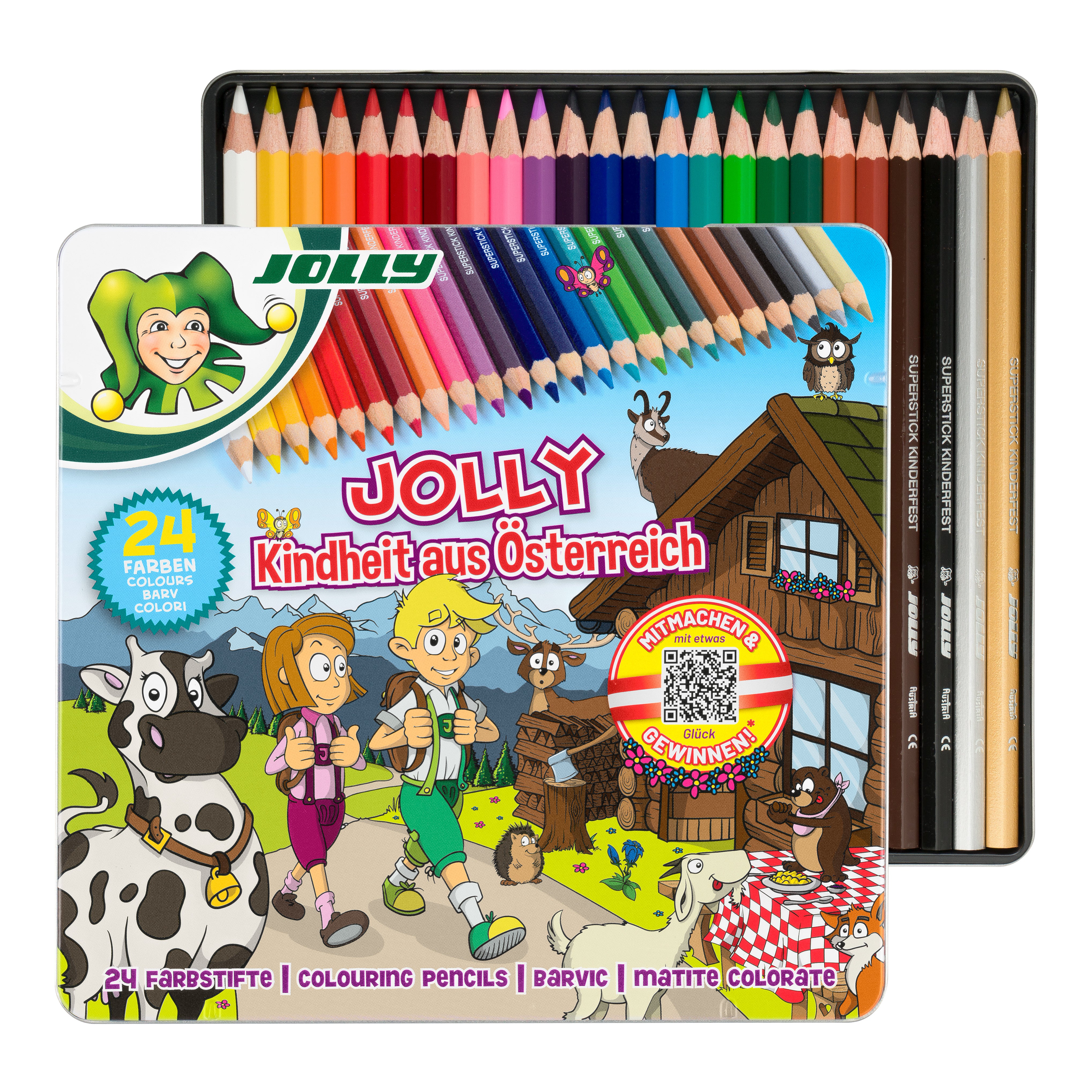 JOLLY Buntstifte Supersticks Classic im Metalletui 24 Stück Austria Edition - Wandern