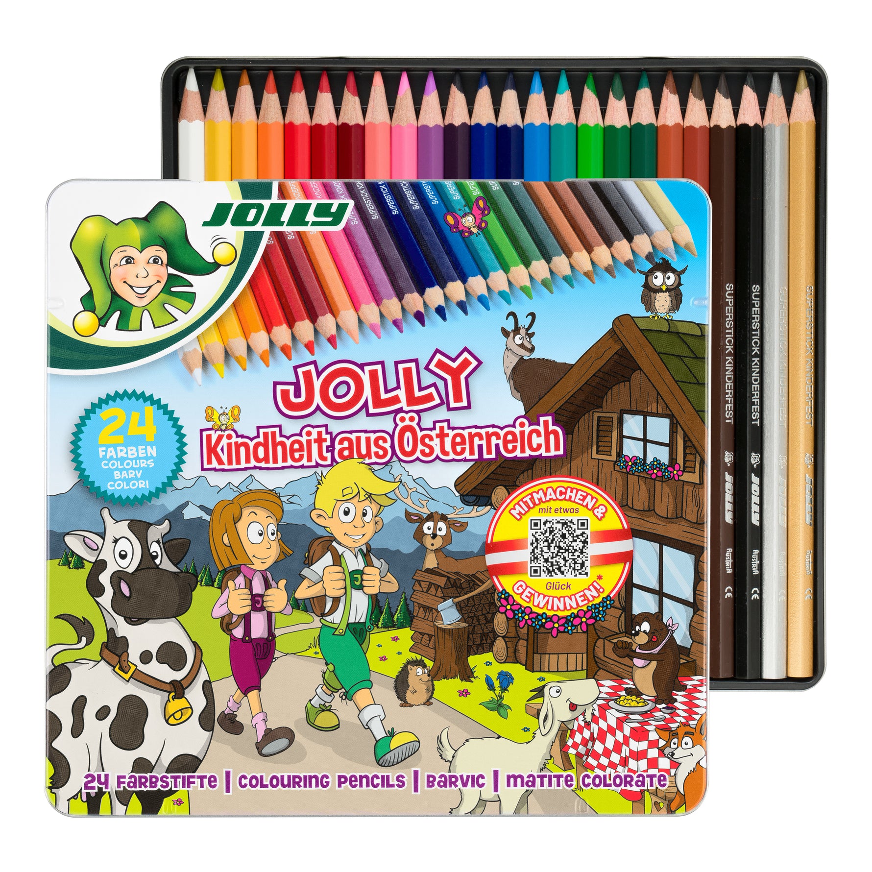 JOLLY Buntstifte Supersticks Classic im Metalletui 24 Stück Austria Edition - Wandern