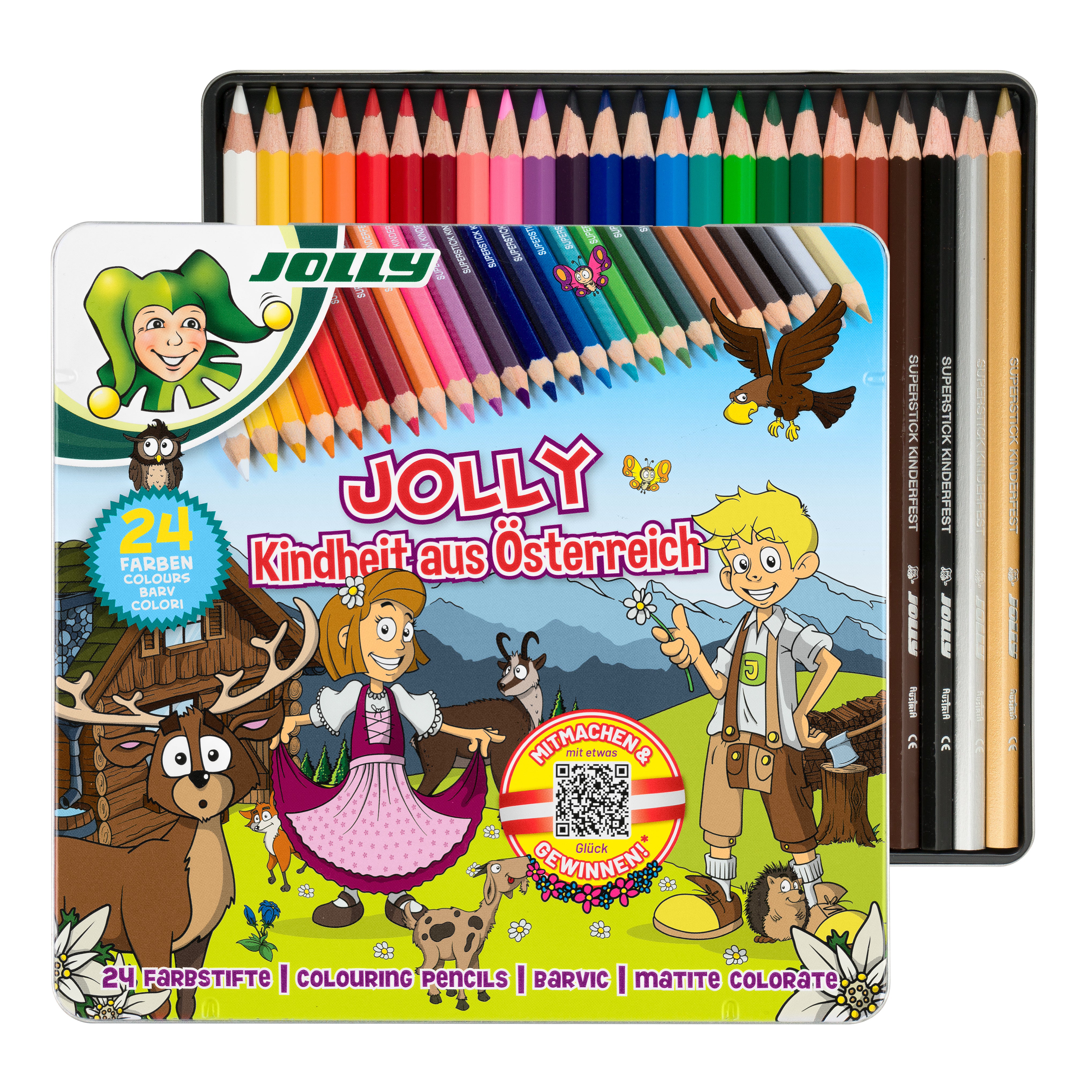 JOLLY Buntstifte Supersticks Classic im Metalletui 24 Stück Austria Edition - Alm