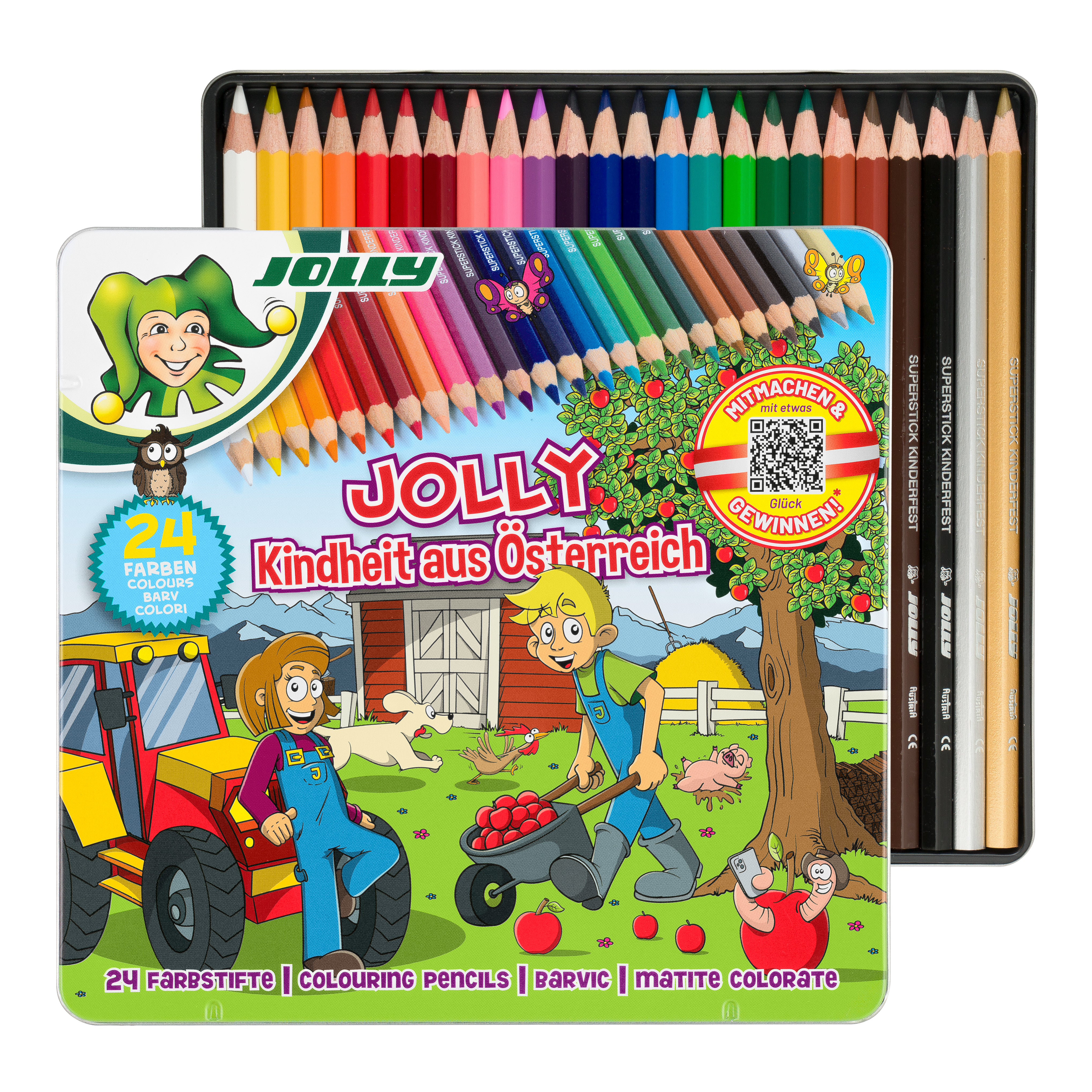JOLLY Buntstifte Supersticks Classic im Metalletui 24 Stück Austria Edition - Biobauer