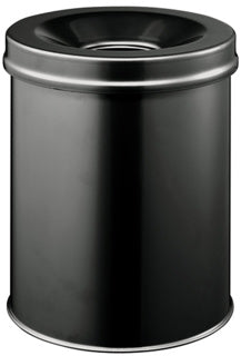 DURABLE Papierkorb 3305 SAFE 15 Liter mit Flammenlöschkopf aus Metall Ø 26 x 35.7 cm schwarz
