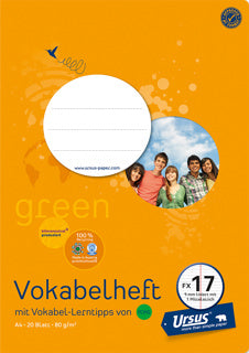 URSUS OE Vokabelheft Nr.17 DIN A4 20 Blatt 9 mm liniert mit Mittelstrich