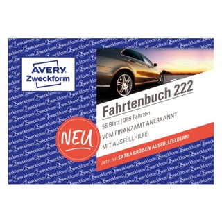 AVERY ZWECKFORM Fahrtenbuch für PKW 222 56 Blatt A6 quer ohne Durchschlag