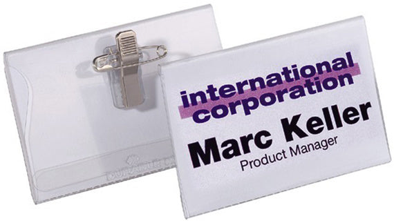 DURABLE Namensschild 8157 mit Kombiklemme 40 x 75 mm transparent