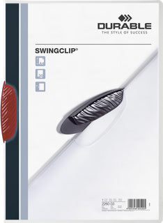 DURABLE Klemmmappe 2260 SWINGCLIP® A4 bis 30 Blatt PP 218 x 306 mm rot