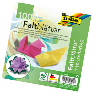 FOLIA Faltblätter 15 x 15 cm 100 Blatt mehrere Farben