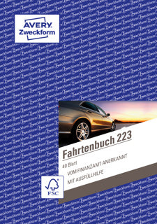 AVERY ZWECKFORM Fahrtenbuch für PKW 223 40 Blatt A5 ohne Durchschlag