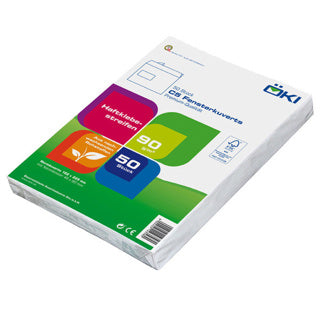 ÖKI Fensterkuvert Classic C5-ÖF/CLA90F 50 Stück DIN C5 mit Haftstreifen 90g/m² weiß