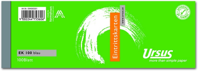 URSUS Eintrittskarte 145 x 50mm 100 Blatt blau