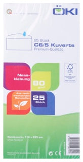 ÖKI Kuvert Classic C6/5CLA80IS 25 Stück DIN C6/5 gummiert ohne Fenster 80g/m² weiß