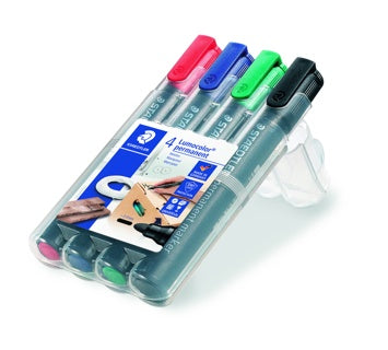 STAEDTLER Permanentmarker Lumocolor® 352WP4 mit Rundspitze 2 mm 4 Stück schwarz