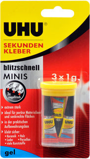 UHU Sekundenkleber 45370 minis Gel 3 x 1 g