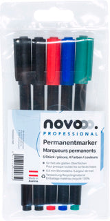 NOVOOO PROFESSIONAL Permanentmarker 5 Stück mit Rundspitze 0.5 mm sortiert