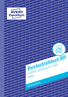 AVERY ZWECKFORM Durchschreibbuch 904 2x 50 Blatt A5 mit Blaupapier liniert