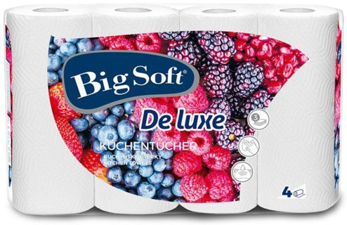 BIGSOFT Küchenrolle 4 Rollen à 45 Blatt 3-lagig weiß