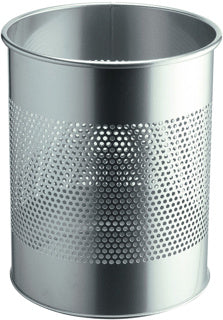 DURABLE Papierkorb 3300 15 Liter mit Perforation aus Metall Ø 26 x 31.5 cm silber