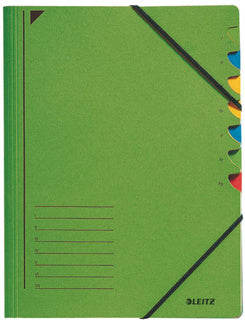 LEITZ Ordnungsmappe 3907 A4 7 Fächer mit Gummizug grün