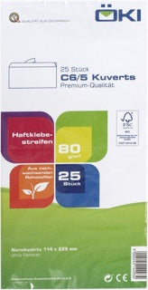 ÖKI Kuvert Classic C6/5-ÖF/CLA80 25 Stück DIN C6/5 mit Haftstreifen ohne Fenster 80 g/m² weiß