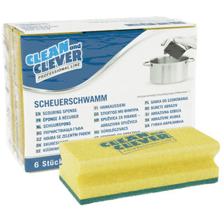 CLEAN & CLEVER Scheuerschwamm PRO60 6 Stück à 7 x 15 cm