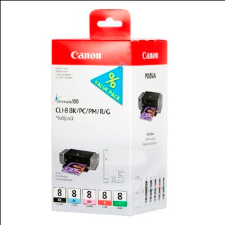 CANON Tintenpatrone CLI-8 5 Stück 23.380 Seiten schwarz/cyan/magenta/rot/grün