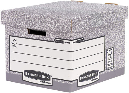 FELLOWES Aufbewahrungsbox Bankers Box R-Kive Standar mit Archivdruck grau