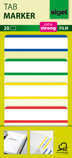 SIGEL Tab Marker 20 Blatt 4 Farben