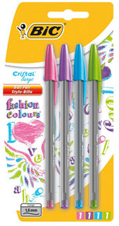 BIC Kugelschreiber Cristal Fun 4 Stück im Blister 0.42 mm (B) farbig sortiert