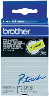 BROTHER Schriftband P-Touch TC-601 12 mm x 7.7 m schwarz auf gelb