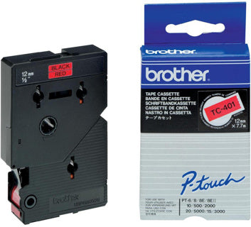 BROTHER Schriftband P-Touch TC-40112 mm x 7.7 m schwarz auf rot