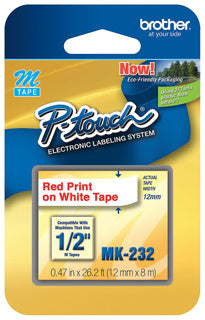 BROTHER Schriftband P-Touch MK-232 12 mm x 8 m rot auf weiß