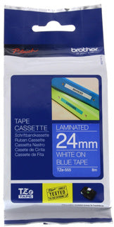 BROTHER Schriftband P-Touch TZe-555 24 mm x 8 m weiß auf blau