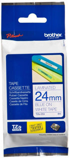 BROTHER Schriftband P-Touch TZe-253 24 mm x 8 m blau auf weiß