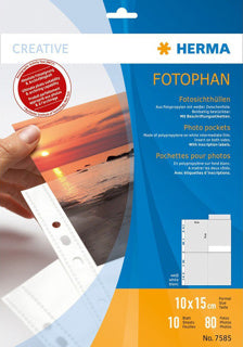 HERMA Fotosichthülle A4 10 x 15 cm 10 Stück für 80 Fotos transparent