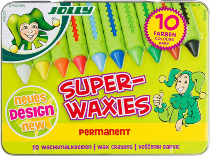 JOLLY Wachsmalkreide 5955 im Metalletui 10 Stück permanent mehrere Farben
